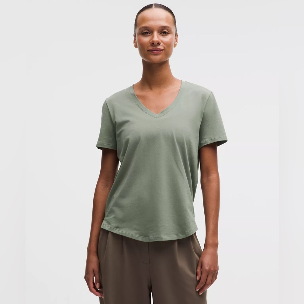 LuluLemon Love T Shirt Sage Green V-Neck Top - Picture 4 of 4